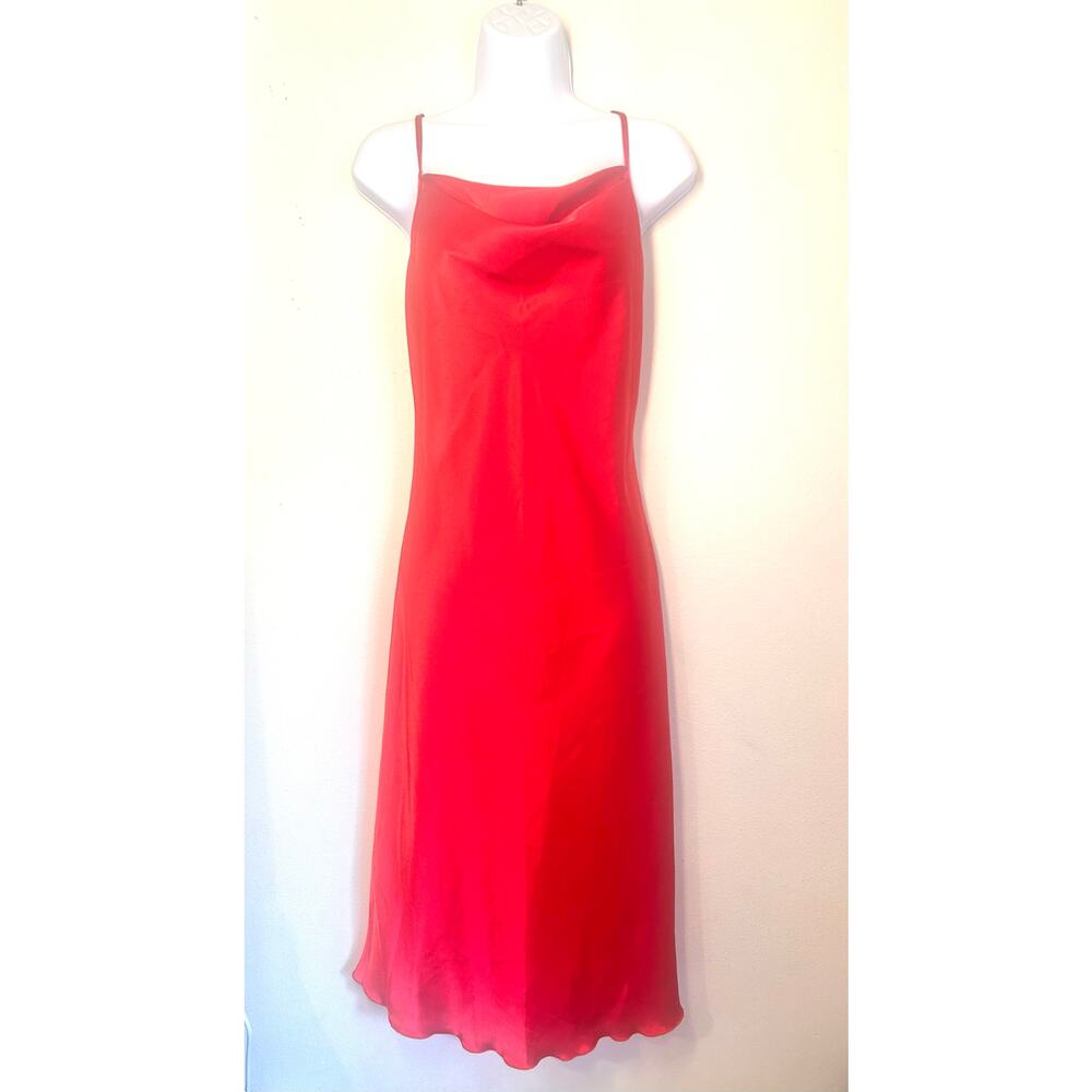 Bebe red size XS Satin Cowl Neck Slip Midi Dress new without tags